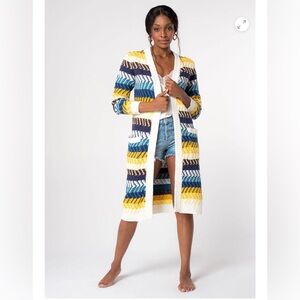 NWT LOVESTITCH DAWN CHEVRON LONGLINE OPEN FRONT CARDIGAN DUSTER SWEATER size L
